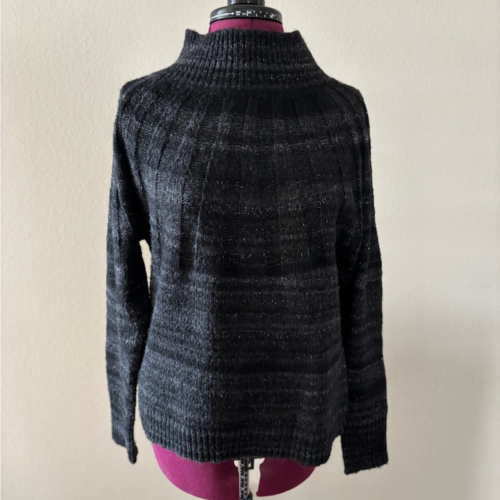 Knox Rose Mock Turtleneck Relaxed Fit Sweater Charcoal Black Women’s Size M